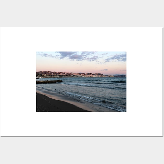 View to Pozzuoli from Lucrino Beach during sunset Wall Art by Sandraartist